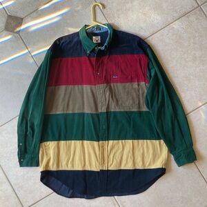 Faconnable multi colored striped corduroy button down shirt